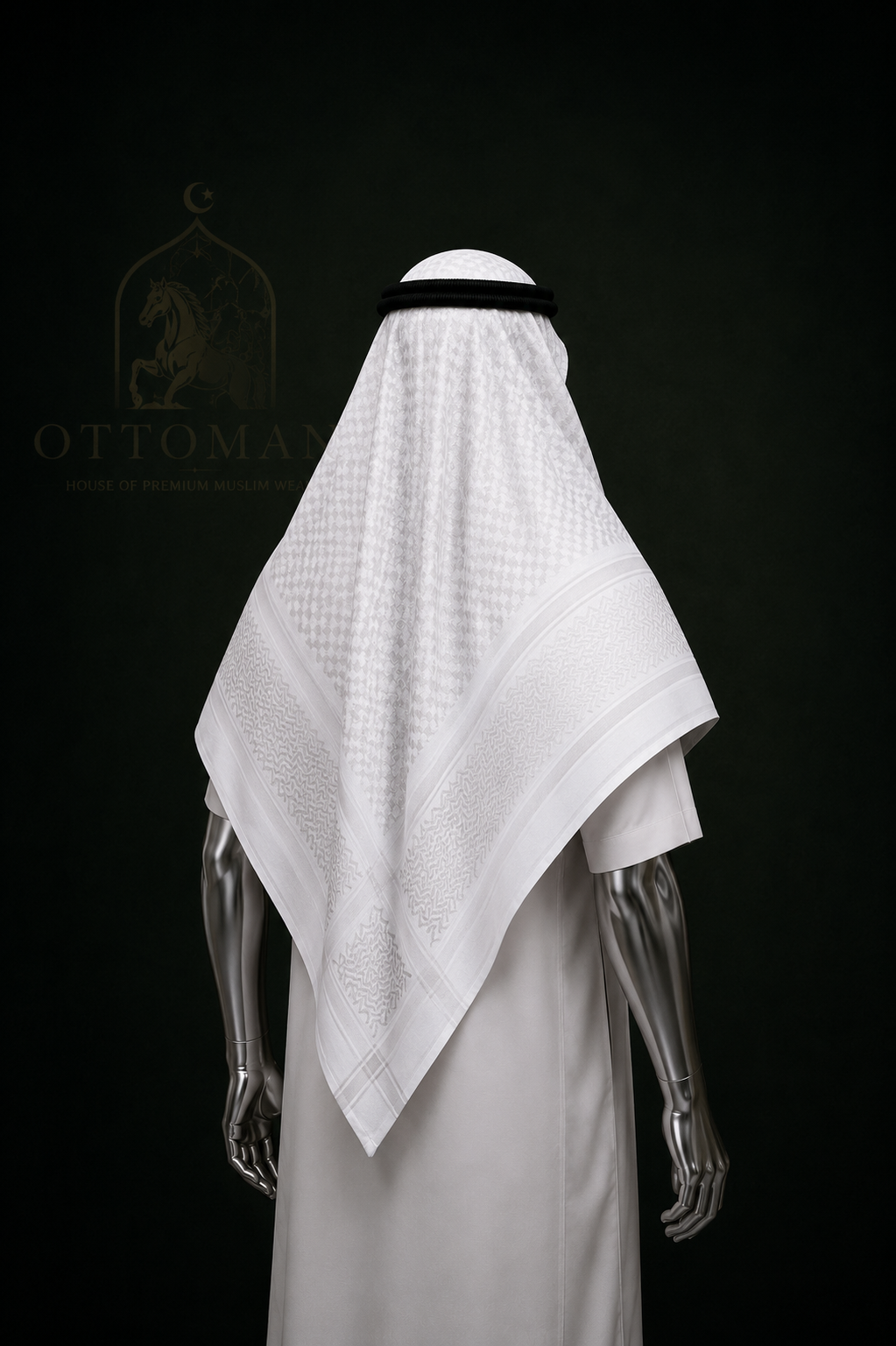 LUXURY WHITE SHEMAGH SCARF