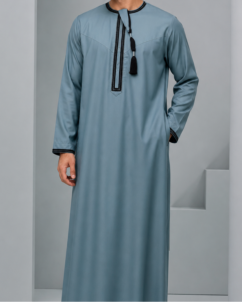 PREMIUM STEEL BLUE OMANI THOBE