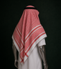 LUXURY RED AND WHITE SHEMAGH SCARF